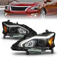 Thumbnail for ANZO 13-15 Nissan Altima (w/o Factory HID Bulbs) Projector Headlights - w/ Light Bar Black Housing