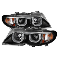 Thumbnail for Spyder BMW E46 3-Series 02-05 4DR Projector Headlights 1PC 3D Halo Blk PRO-YD-BMWE4602-4D-3DDRL-BK