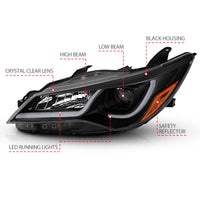 Thumbnail for ANZO Projector Headlights With Plank Style Design Black w/Amber 15-16 Toyota Camry (4DR)