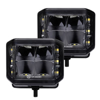 Thumbnail for Go Rhino Xplor Blackout Series Cube LED Sideline Spot Light Kit (Surface Mount) 4x3 - Blk (Pair)
