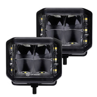 Thumbnail for Go Rhino Xplor Blackout Series Cube LED Sideline Spot Light Kit (Surface Mount) 4x3 - Blk (Pair)
