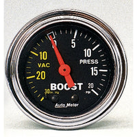 Thumbnail for AutoMeter Gauge Vac/Boost 2-1/16in. 30Inhg-20PSI Mechanical Traditional Chrome