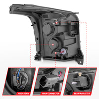 Thumbnail for Anzo 15-17 GMC Yukon/Yukon XL Projector Headlights Black Housing/Clear Lens (w/ Light Bars)