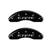 Thumbnail for MGP 4 Caliper Covers Engraved Front 2015/Civic Engraved Rear 2015/Civic Black finish silver ch