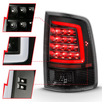 Thumbnail for ANZO 2009-2018 Dodge Ram 1500 LED Taillight Plank Style Black w/Clear Lens