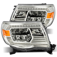 Thumbnail for AlphaRex 05-11 Toyota Tacoma LUXX Crystal Headlights Plank Style Chrome w/Activation Light/DRL