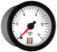Thumbnail for Autometer Stack 52mm 0-15 PSI 1/8in NPTF Male Pro Stepper Motor Fuel Pressure Gauge - White