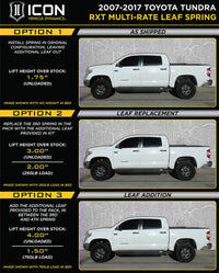 Thumbnail for ICON 2007+ Toyota Tundra Multi Rate RXT Leaf Pack w/Add In Leaf