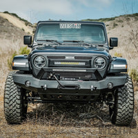 Thumbnail for Westin 18-20 Jeep Wrangler WJ2 Full Width Front Bumper w/LED Light Bar Mount Textured Black