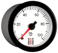 Thumbnail for Autometer Stack 52mm 0-100 PSI 1/8in NPTF Male Pro Stepper Motor Oil Pressure Gauge - White