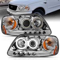 Thumbnail for ANZO 1997.5-2003 Ford F-150 Projector Headlights w/ Halo Chrome 1pc