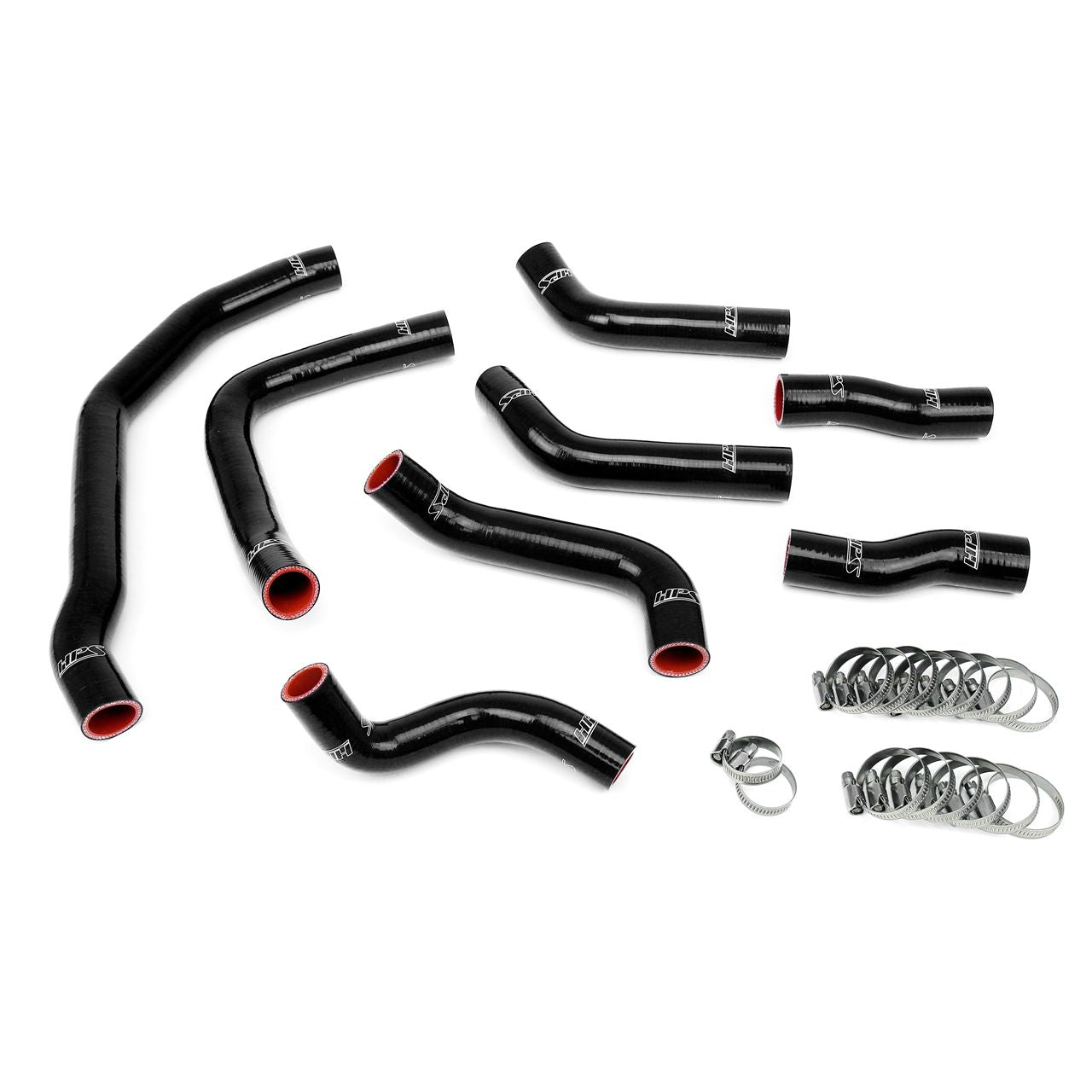 HPS Black Reinforced Silicone Coolant Hose Complete kit (8pc) for front radiator + rear engine for Toyota 90-99 MR2 3SGTE Turbo