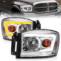 Thumbnail for Anzo 06-09 Dodge RAM 1500/2500/3500 Headlights Chrome Housing/Clear Lens (w/Switchback Light Bars)