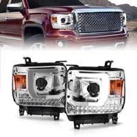 Thumbnail for ANZO 14-15 GMC Sierra 1500/2500HD/3500HD Plank Style Projector Headlight - Chrome Housing