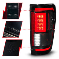 Thumbnail for ANZO 21-23 Ford F-150 LED Taillights Seq. Signal w/BLIS Cover - Black Smoke