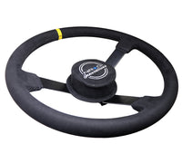 Thumbnail for NRG Reinforced Steering Wheel (380mm) Nascar/ Alcantara 3 Spoke w/ NRG Logo/ Removable Crushed Pad
