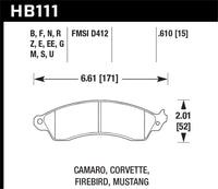 Thumbnail for Hawk 94-04 Mustang Cobra / 88-95 Corvette 5.7L / 88-92 Camaro w/ Hvy Duty Brakes Front Performance C