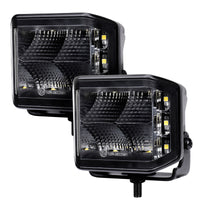 Thumbnail for Go Rhino Xplor Blackout Series Cube LED Sideline Flood Light Kit (Surface Mount) 4x3 - Blk (Pair)