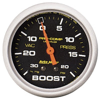 Thumbnail for Autometer Pro-Comp 30 In Hg/20 PSI Liquid Filled Mechanical Boost Gauge