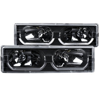 Thumbnail for ANZO 1988-1998 Chevrolet C1500 Crystal Headlights Black w/ Low - Brow
