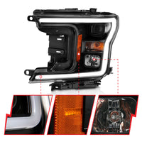 Thumbnail for ANZO 2018-2019 Ford F-150 Projector Plank Style H.L. Black Amber (Without Switchback)