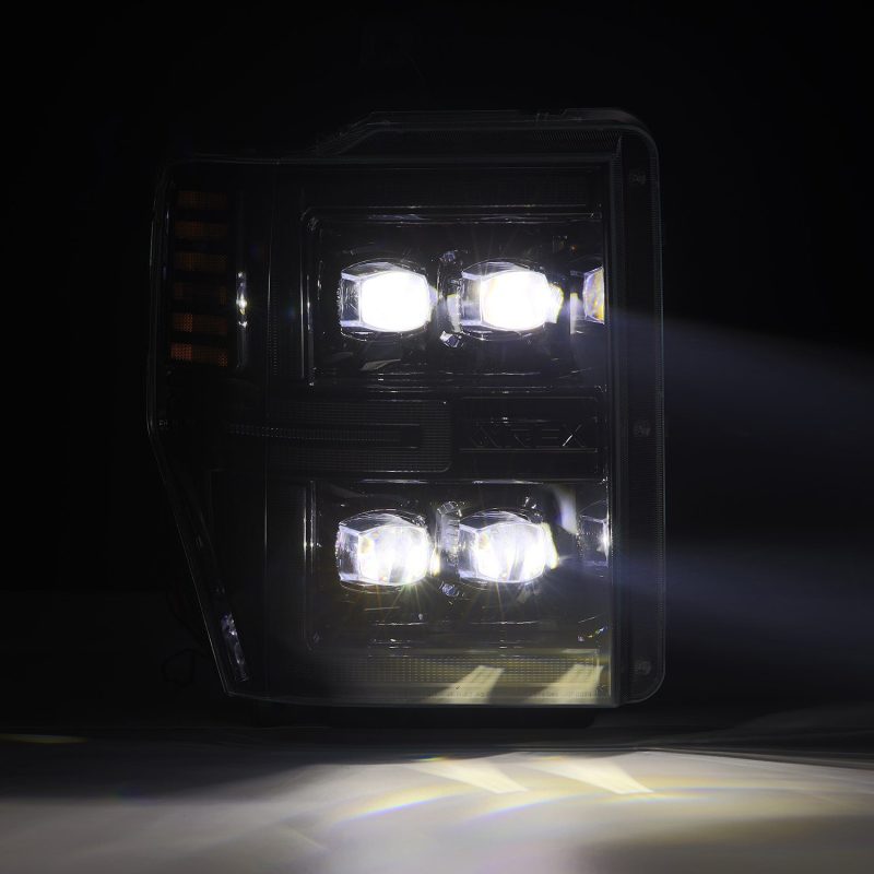 AlphaRex 08-10 Ford F250-550 NOVA-Series LED Projector Headlights Alpha-Blk w/Activ Light/Seq Signal