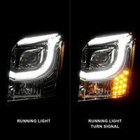 Thumbnail for ANZO 2015-2017 GMC Yukon XL Projector Headlights W Lightbar - Chrome/Amber