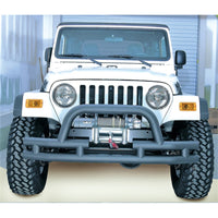 Thumbnail for Rugged Ridge 3-In Dbl Tube Front Winch Bumper w/Hoop 76-06 Models