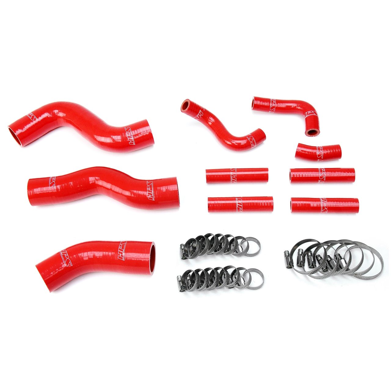 HPS Red Reinforced Silicone Radiator + Pesky Heater Hose Kit 1FZ-FE for Lexus 96-97 LX450 FJ80 4.5L I6 without rear heater