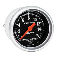Thumbnail for Autometer Sport-Comp 52mm 0-1600 Deg F Electronic EGT Gauge Kit