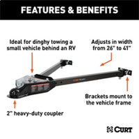 Thumbnail for RockJock Curt Tow Bar with Adjustable Width Arms Car Mount 2in Ball 5000lbs