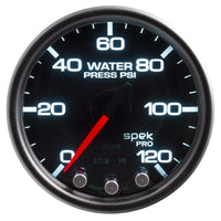 Thumbnail for Autometer Spek-Pro Gauge Water Press 2 1/16in 120psi Stepper Motor W/Peak & Warn Blk/Smoke/Blk
