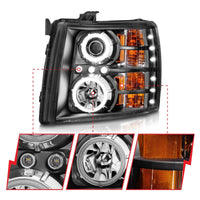 Thumbnail for ANZO 2007-2013 Chevrolet Silverado 1500 Projector Headlights w/ Halo Black