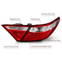 Thumbnail for ANZO 2015-2016 Toyota Camry LED Taillights Red/Clear