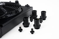 Thumbnail for CSF Universal Half Radiator w/-16AN & Slip-On Fittings/12in SPAL Fan & Shroud - Black Finish