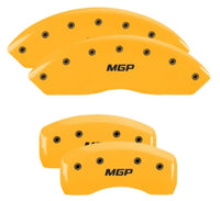 Thumbnail for MGP 4 Caliper Covers Engraved Front & Rear MGP Yellow Finish Black Char 2010 Infiniti G37