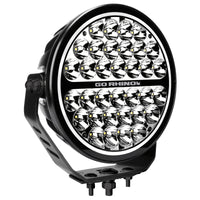 Thumbnail for Go Rhino Xplor Blackout Series Round Single LED Spot Light Kit w/DRL (Surface Mount) 9in. - Blk