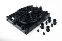 Thumbnail for CSF Universal Half Radiator w/-16AN & Slip-On Fittings/12in SPAL Fan & Shroud - Black Finish