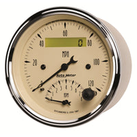 Thumbnail for AutoMeter Gauge Tach/Speedo 3-3/8in. 120MPH & 8K RPM Elec. Program. Antq Beige