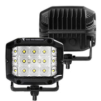 Thumbnail for Go Rhino Xplor Bright Series Sideline Cube LED Flood Light Kit (Surface Mount) 4x3 - Blk (Pair)