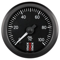 Thumbnail for Autometer Stack 52mm 0-100 PSI 1/8in NPTF Male Pro Stepper Motor Oil Pressure Gauge - Black
