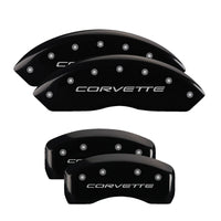 Thumbnail for MGP 4 Caliper Covers Engraved Front & Rear C5/Corvette Black finish silver ch