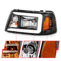 Thumbnail for ANZO 2001-2011 Ford Ranger Crystal Headlights w/ Light Bar Black Housing