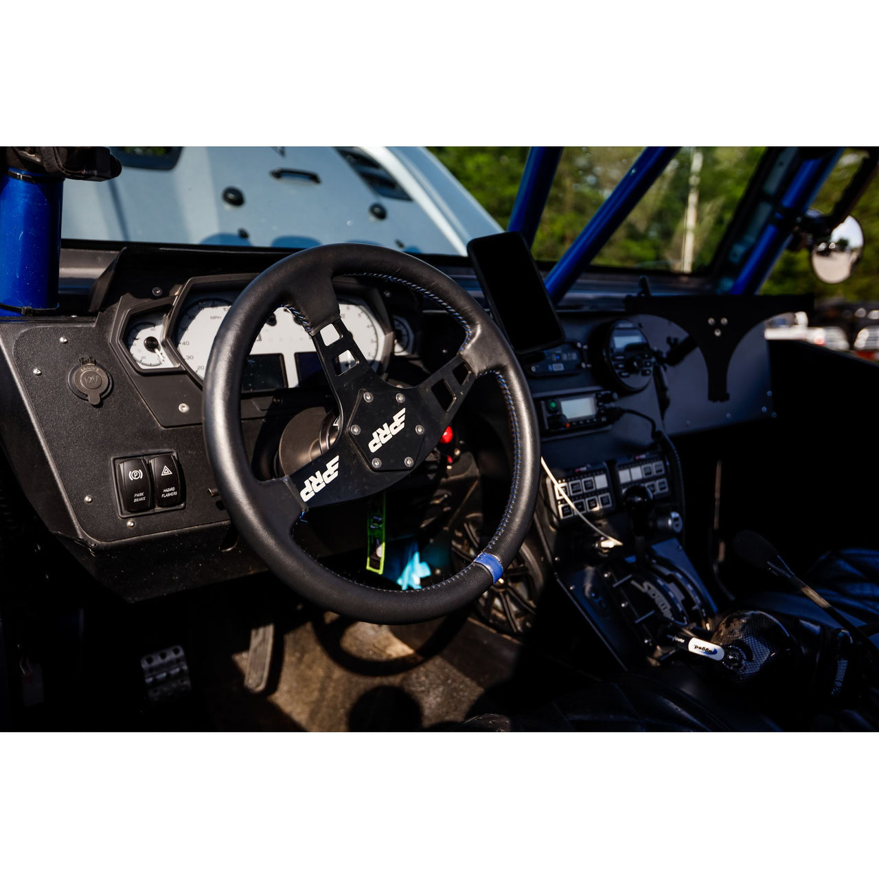 PRP Flat Leather Steering Wheel- Blue