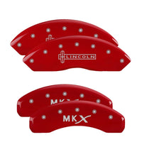 Thumbnail for MGP 4 Caliper Covers Engraved Front & Rear Cursive/Cadillac Red finish silver ch
