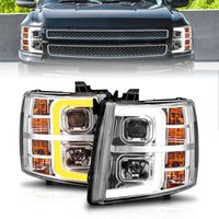 Thumbnail for ANZO 2007-2013 Chevrolet Silverado 1500 Projector w/ Light Bar Chrome Housing w/ Sequential