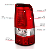 Thumbnail for ANZO 1999-2002 Chevy Silverado 1500 LED Taillights Plank Style Chrome With Red/Clear Lens