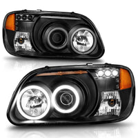 Thumbnail for ANZO 1995-2001 Ford Explorer Projector Headlights w/ Halo Black 1 pc