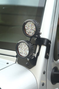 Thumbnail for Rugged Ridge 07-18 Jeep Wrangler JK Semi-Gloss Black A Pillar Light Mount