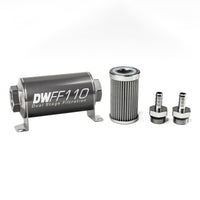 Thumbnail for DeatschWerks Stainless Steel 3/8in 100 Micron Universal Inline Fuel Filter Housing Kit (110mm)